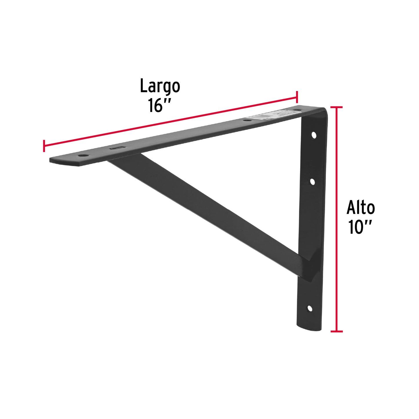 Ménsula de acero reforzada negra 10 x 16', Fiero MER-16N 44677 MM00