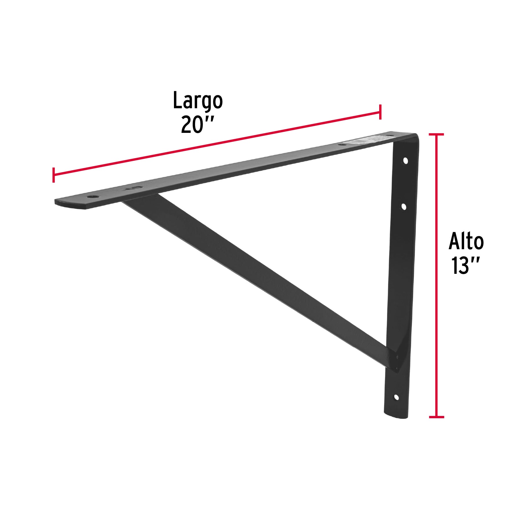 Ménsula de acero reforzada negra 13 x 20', Fiero MER-20N 44678 MM00