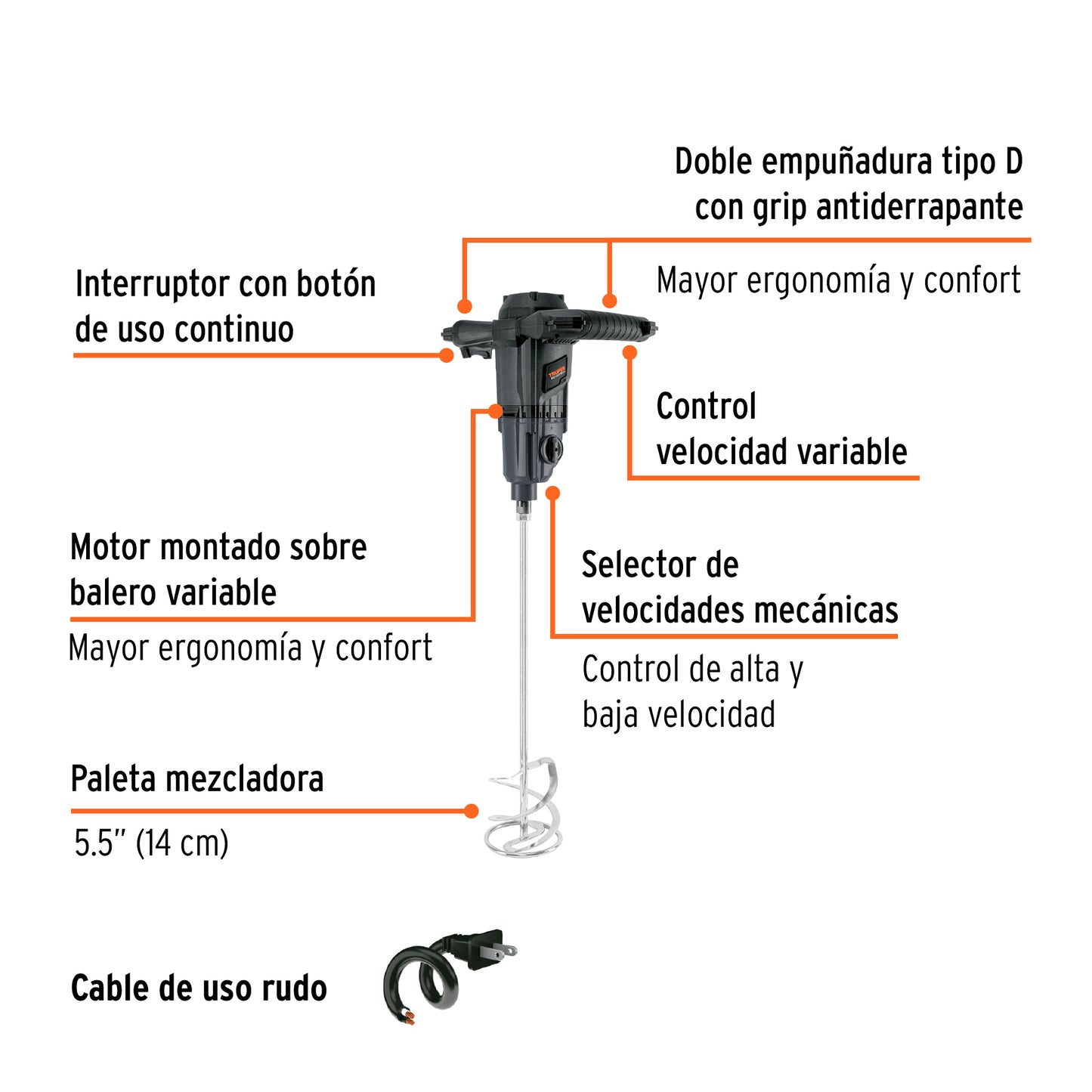 Mezcladora eléctrica 1500 W, industrial, Truper MEZ-150N 101519 MM0