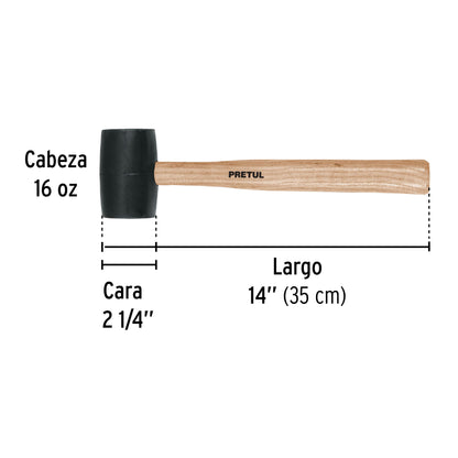 Mazo de hule, 16 oz, Pretul MH-16P 20566 MM00