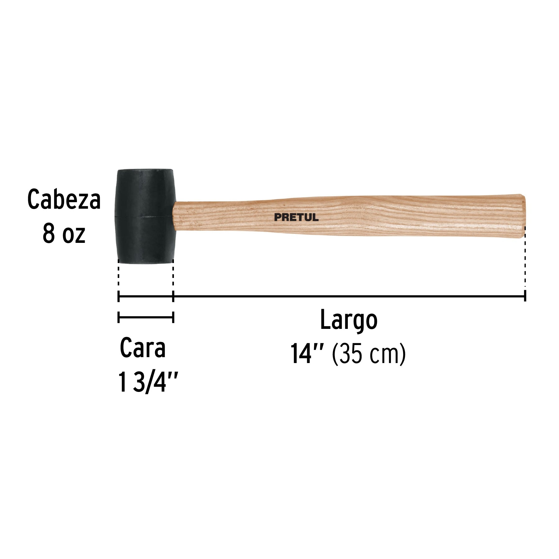 Mazo de hule, 8 oz, Pretul MH-8P 20565 MM00