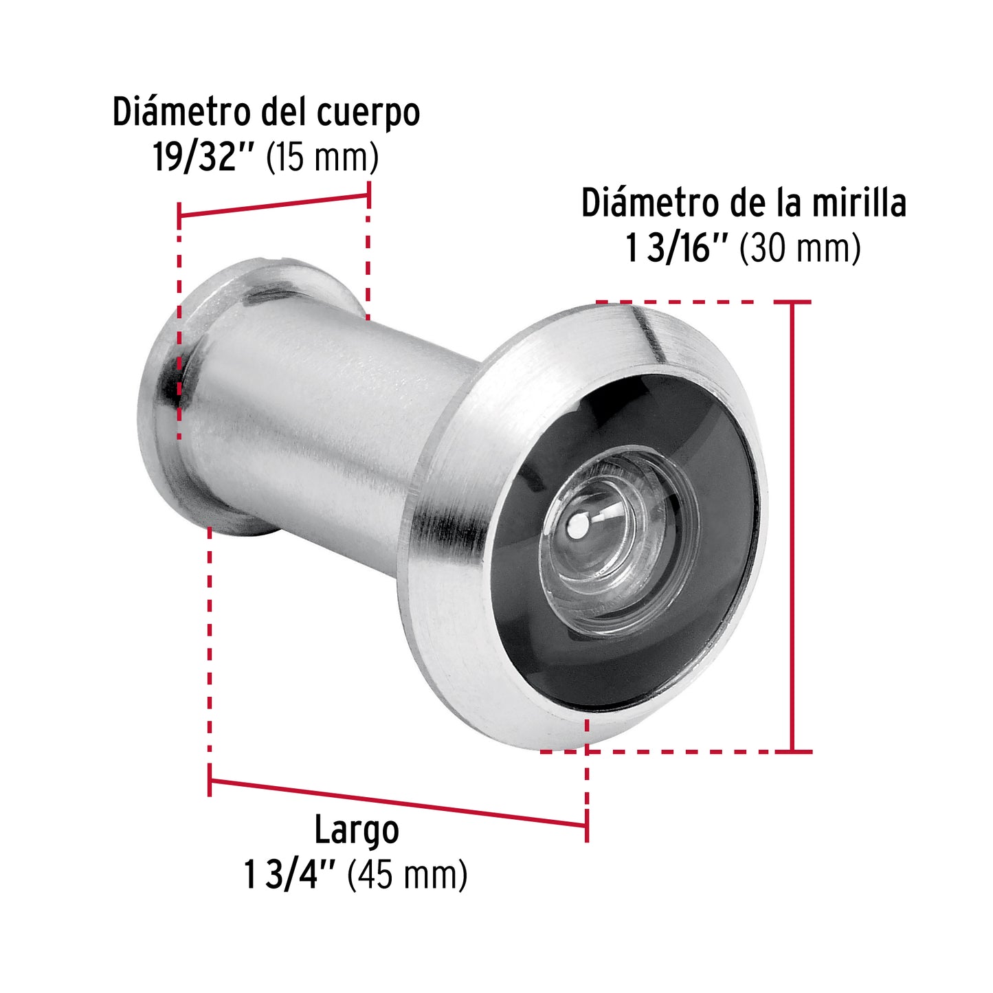 Mirilla de seguridad acabado cromo mate, Hermex MIRI-3 43674 MM0