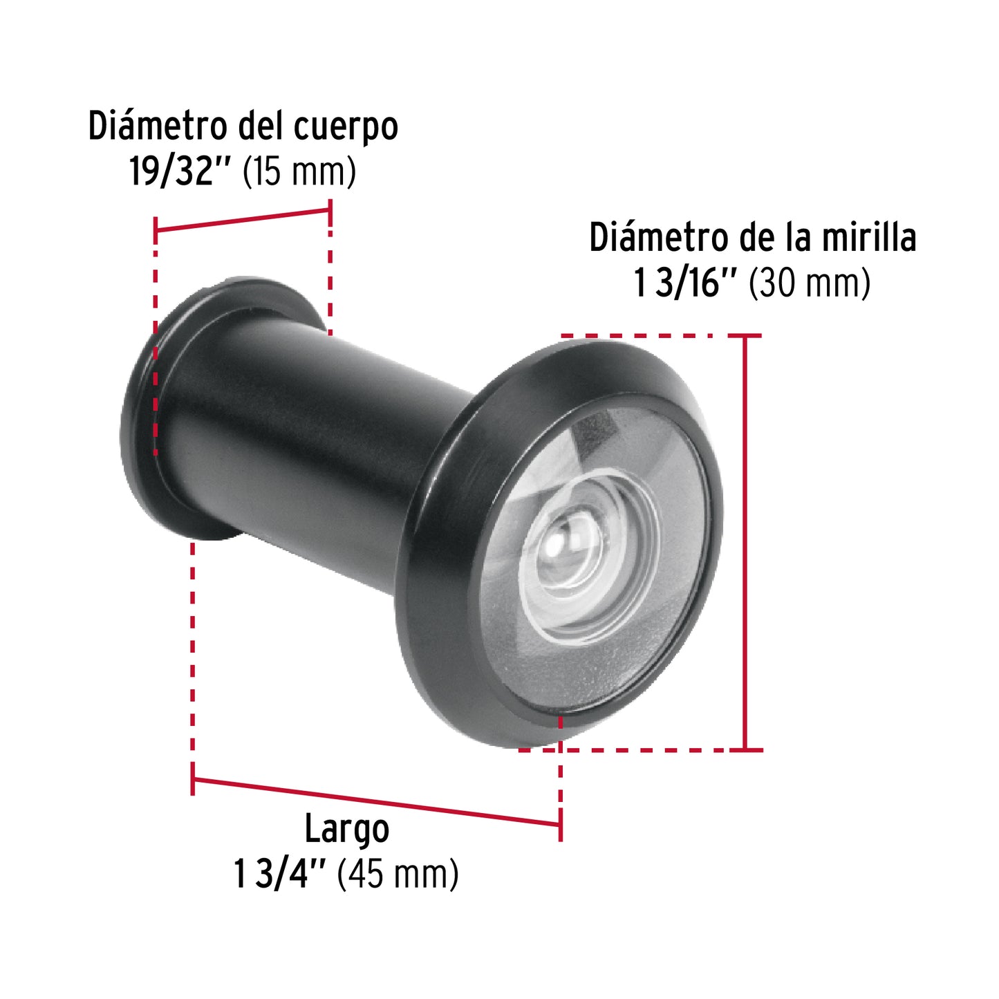 Mirilla seguridad acabado negro, Hermex MIRI-6 46824 MM00