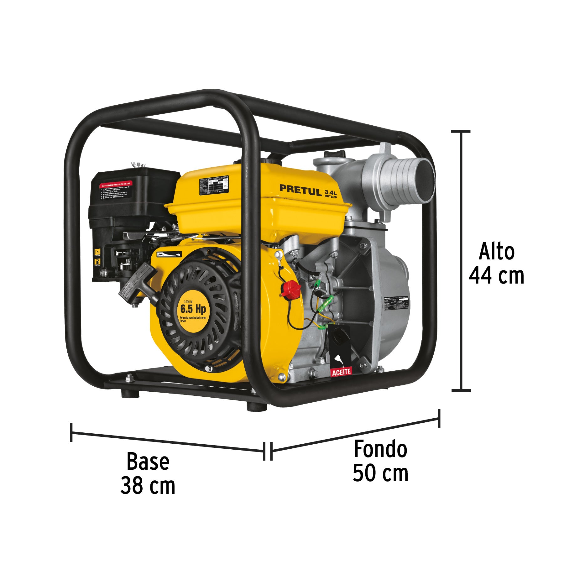 Motobomba autocebante 3' x 3' a gasolina 6-1/2 HP, Pretul MOTB-3P 26063 MM1