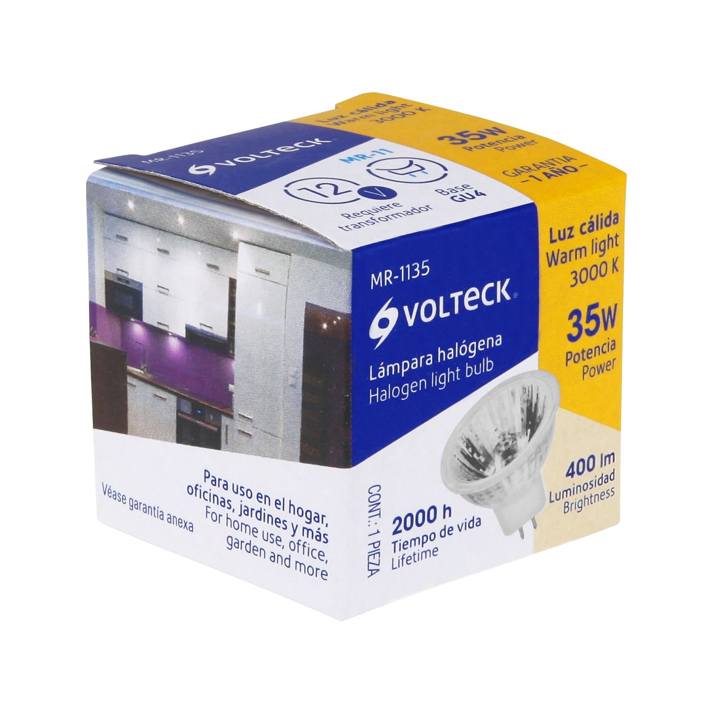 Lámpara de halógeno 35 W tipo MR11 en caja, Volteck MR-1135 47252 MM00