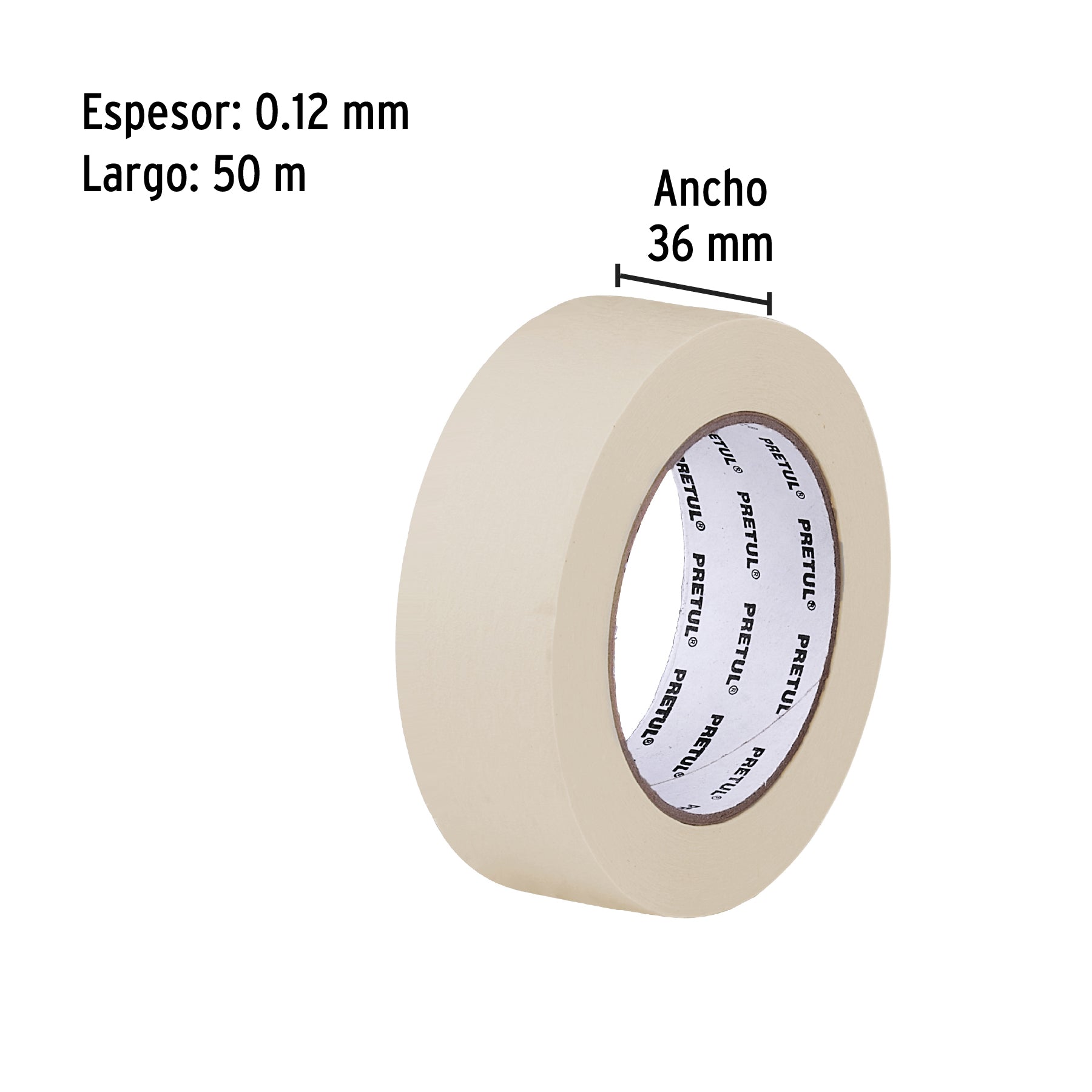 Cinta masking tape de 1-1/2' x 50 m, Pretul MSK-1-1/2P 20671 MM00