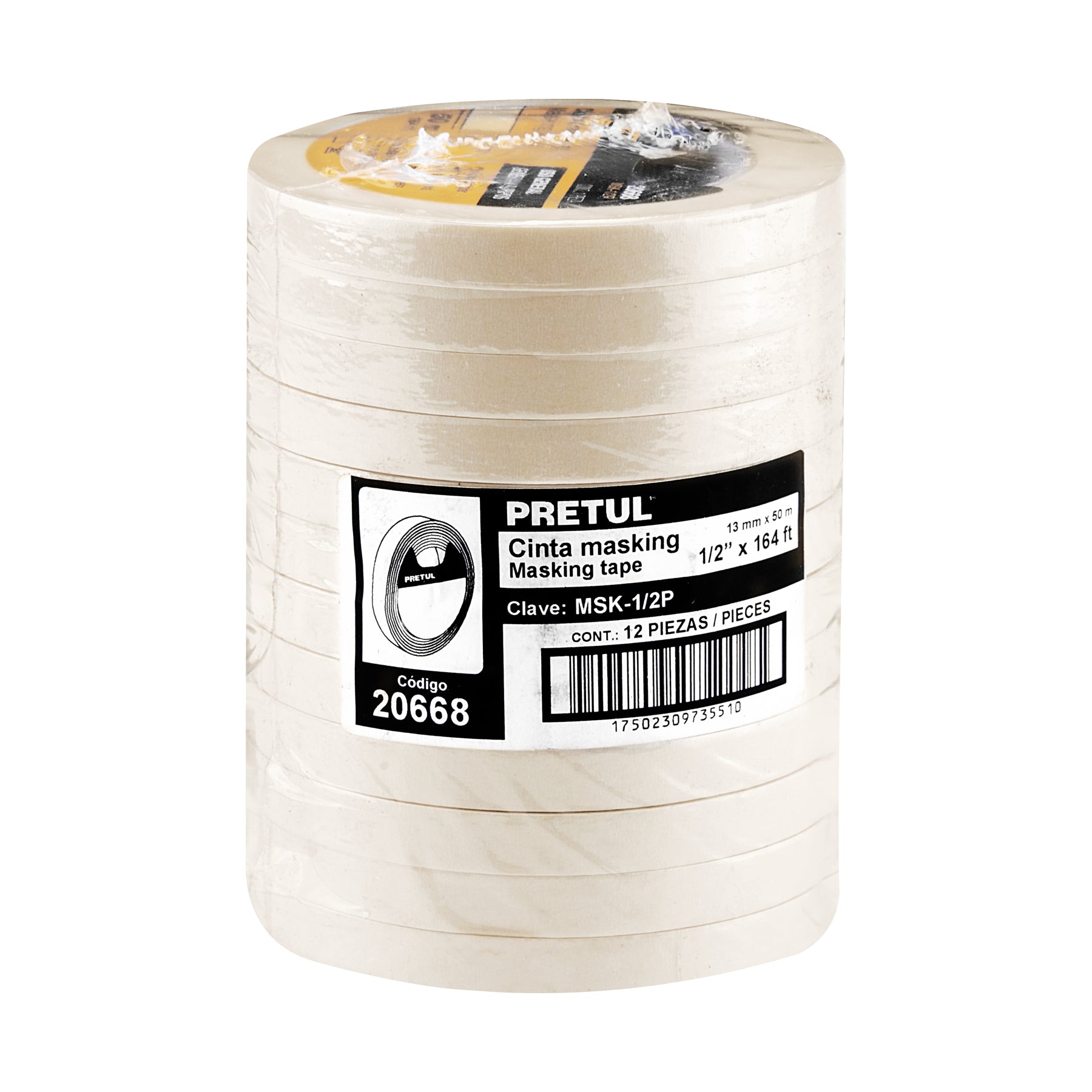 Cinta masking tape de 1/2' x 50 m, Pretul MSK-1/2P 20668 MM00