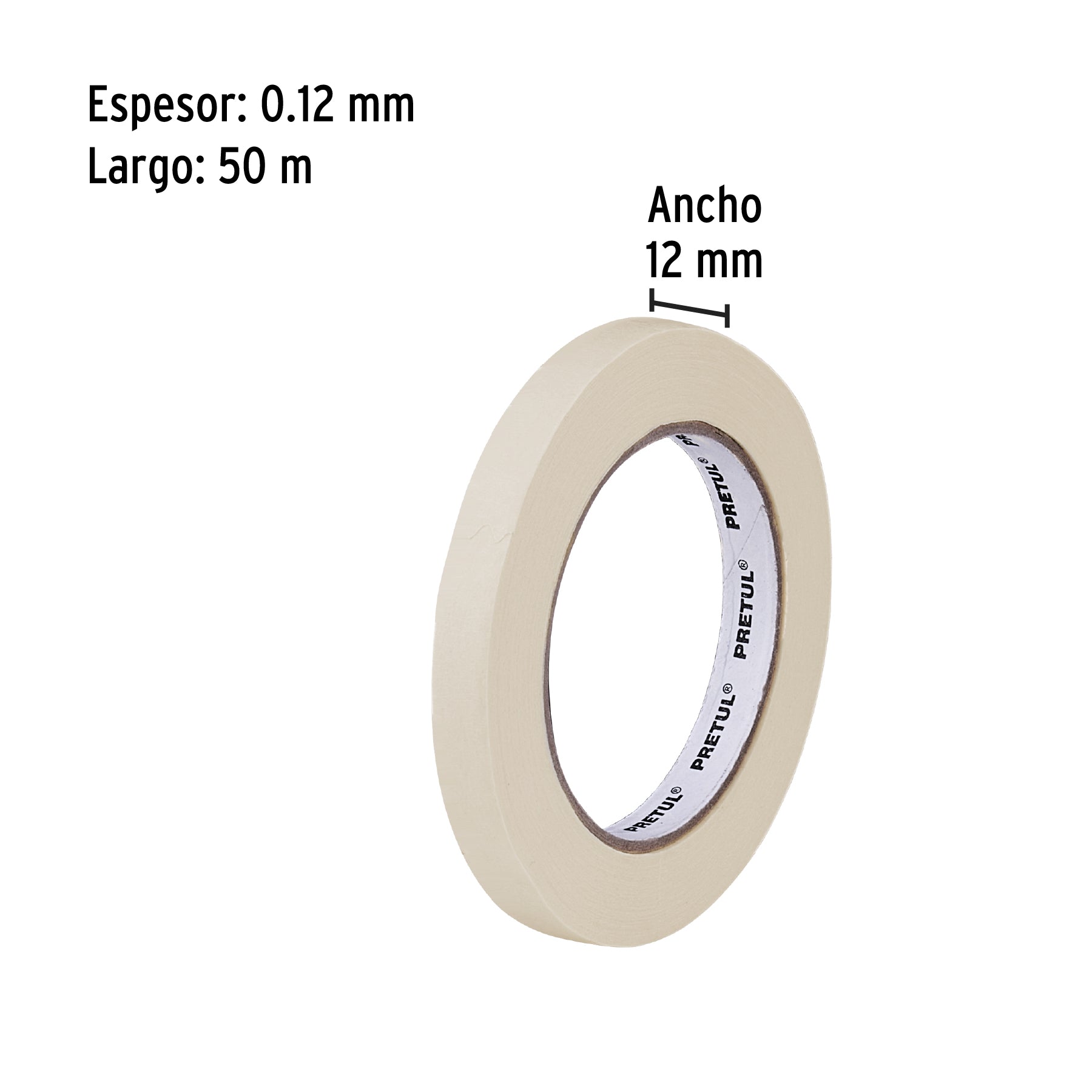 Cinta masking tape de 1/2' x 50 m, Pretul MSK-1/2P 20668 MM00