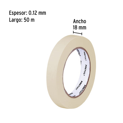 Cinta masking tape de 3/4' x 50 m, Pretul MSK-3/4P 20669 MM00