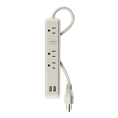 Multicontacto 16 AWG 3 entradas 2 puertos USB supresor 300 J MUL-340U 46089 MM0