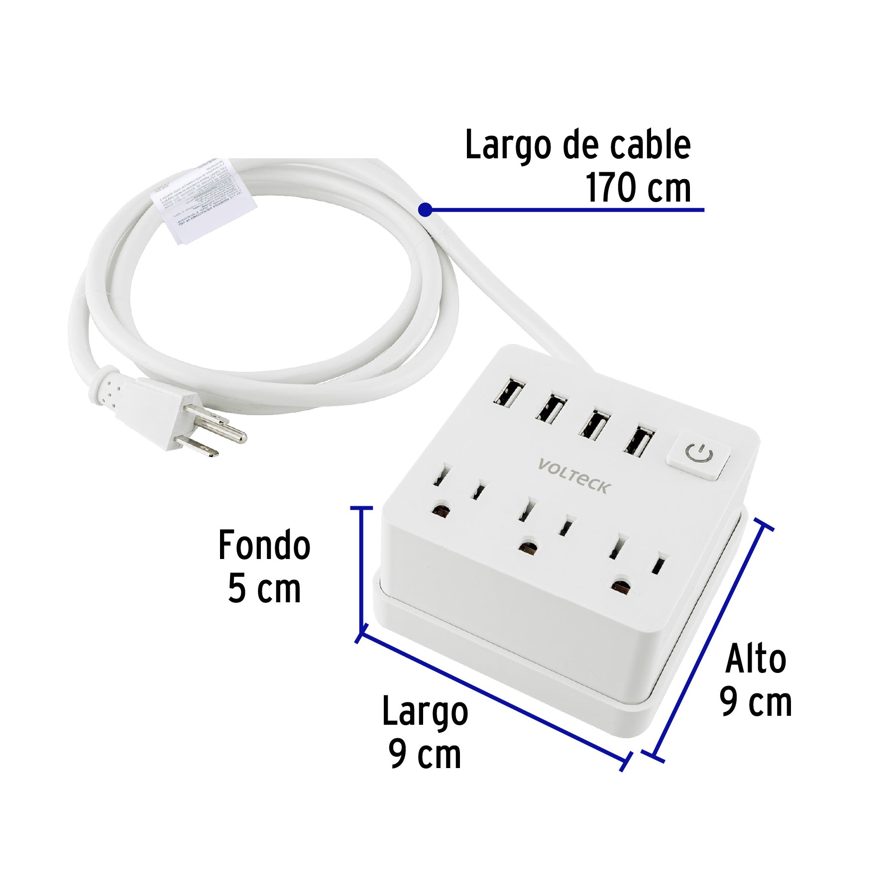 Multicontacto 16 AWG doméstico 3 entradas 4 ptos USB, blanco MUL-3U 49322 MM00