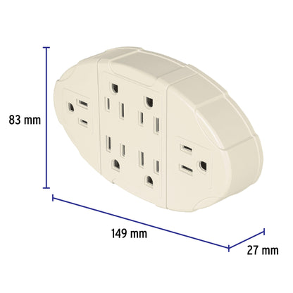 Multicontacto aterrizado ovalado, 6 entradas, Volteck MUL-610 46806 MM00