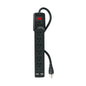 Multicontacto 16 AWG 6 entradas 2 ptos. USB sup. 150J, negro MUL-615UN 46328 MM00