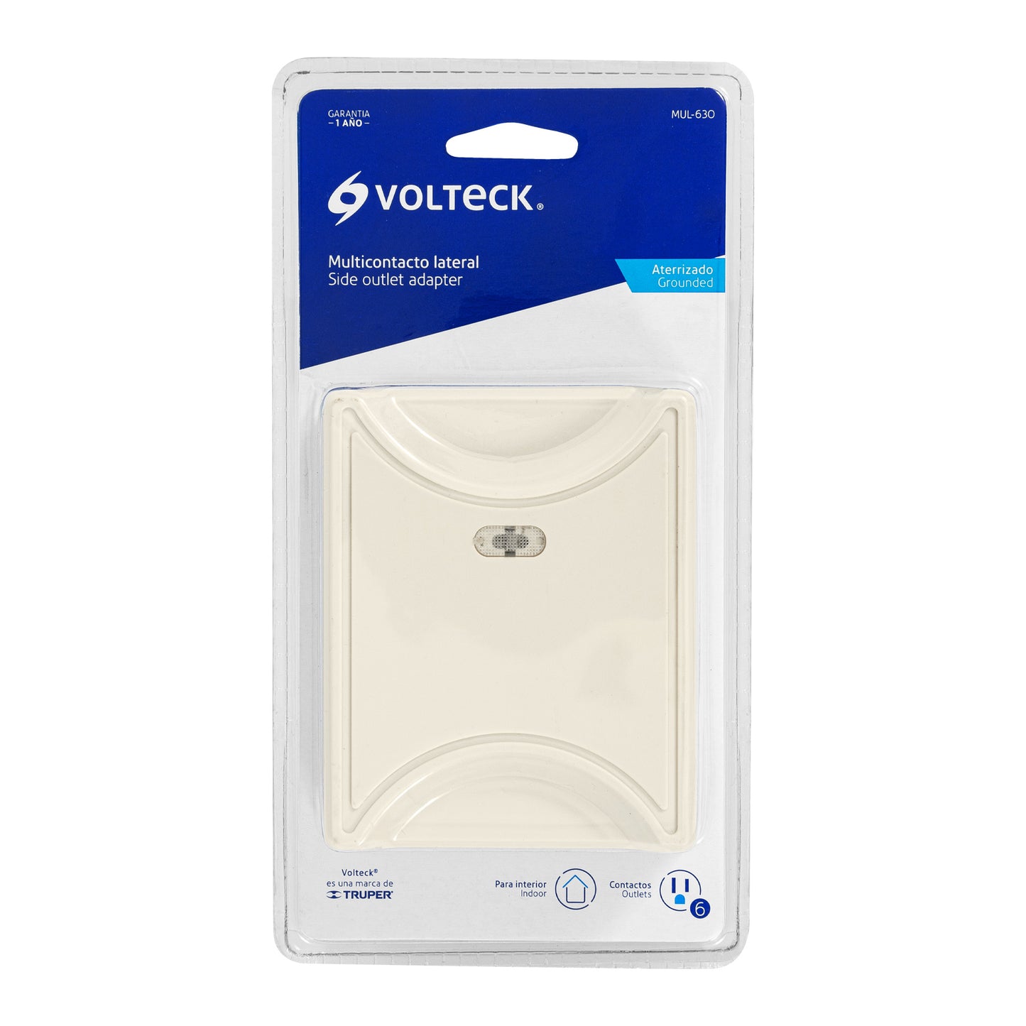 Multicontacto 6 entradas, aterrizado, lateral, Volteck MUL-630 46807 MM00