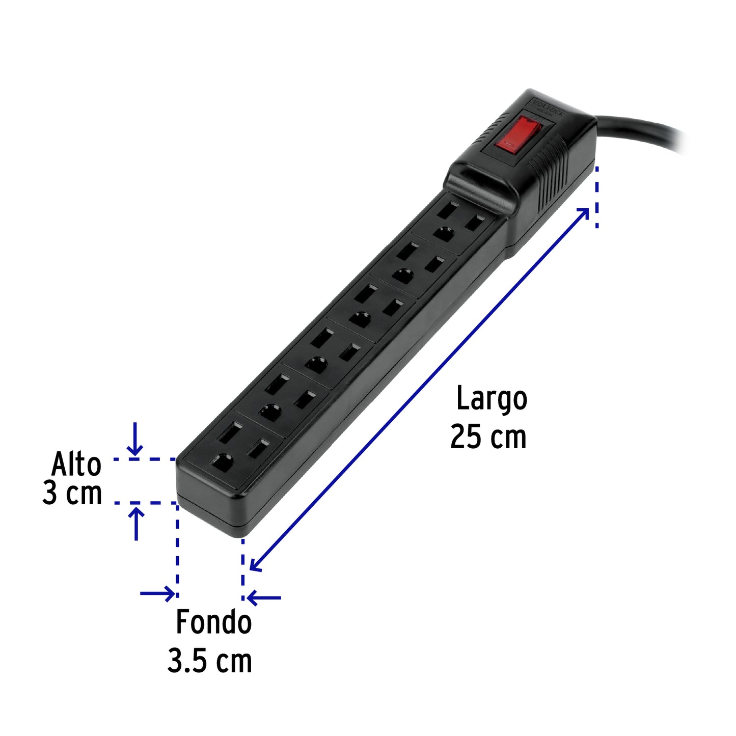 Multicontacto 16 AWG doméstico económico 6 entradas, negro MUL-6EN 49860 MM0