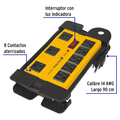 Multicontacto 14 AWG industrial supresor de picos 8 entradas MUL-812X 48188 MM0