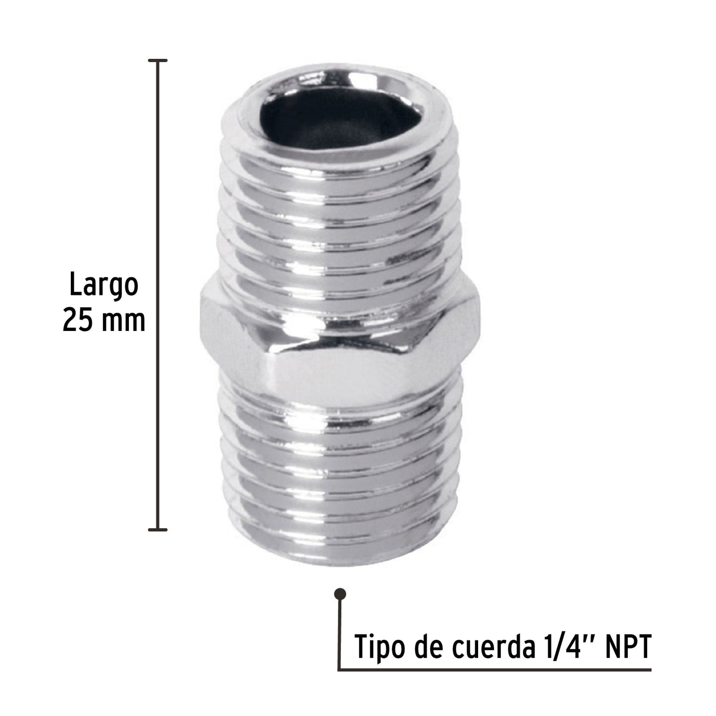 Niple acero, cuerda 1/4 NPT, Pretul NIPLE-P 27025 MM00