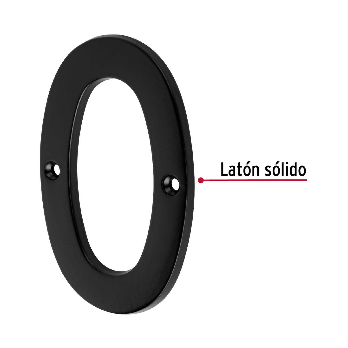 Número 0 de latón sólido 4', negro,  Hermex NUCH-0N 47853 MM0