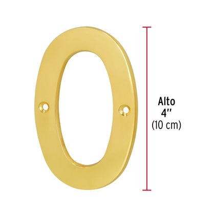 Número 0 de latón sólido 4', Hermex NUCH-0 43678 MM0