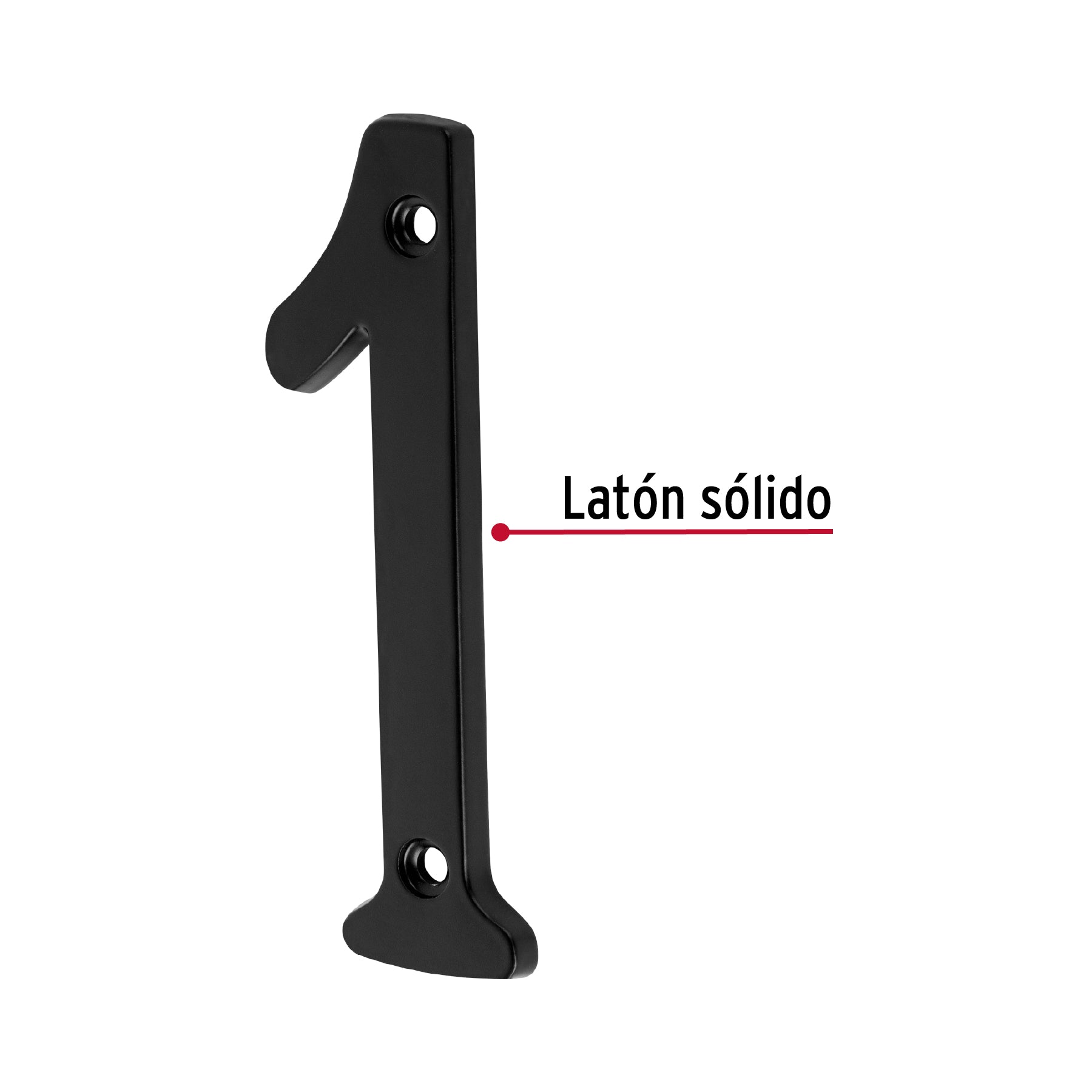 Número 1 de latón sólido 4', negro,  Hermex NUCH-1N 47854 MM0