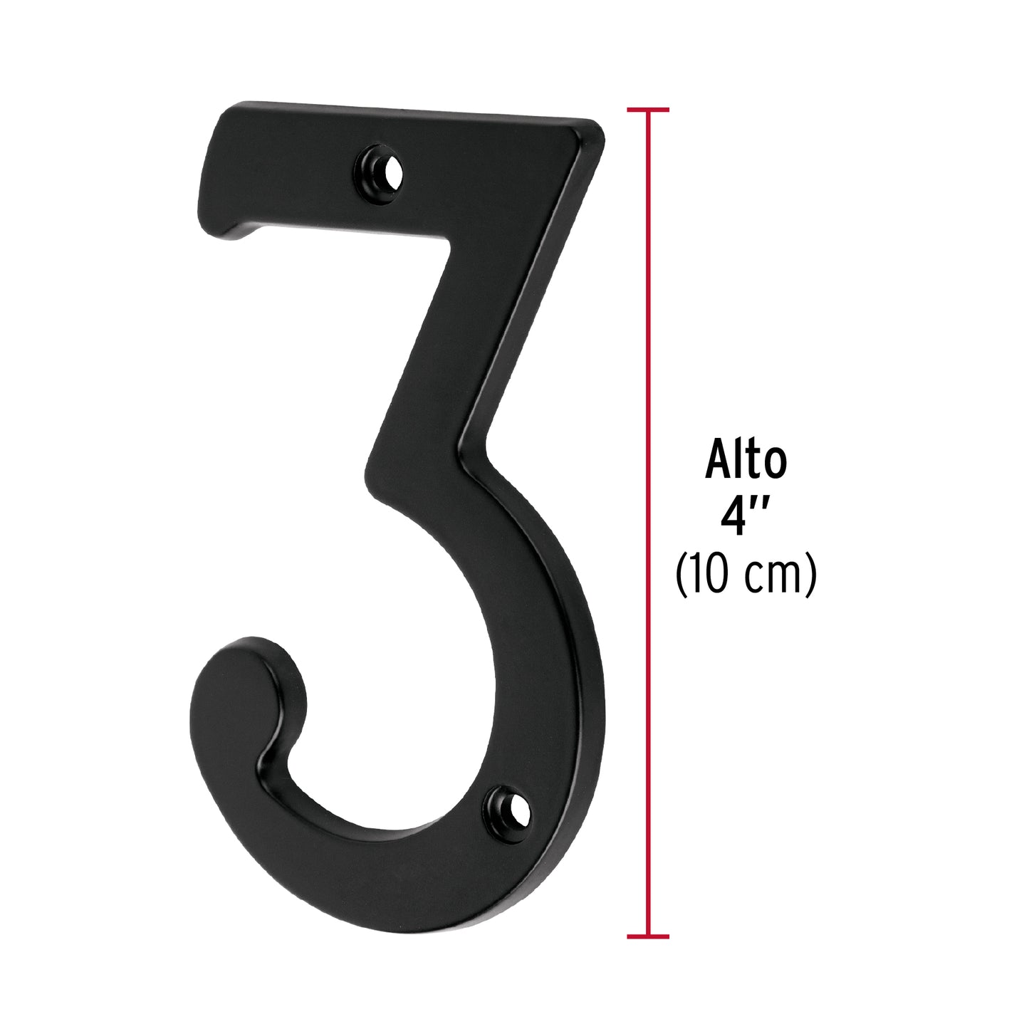 Número 3 de latón sólido 4', negro,  Hermex NUCH-3N 47856 MM0