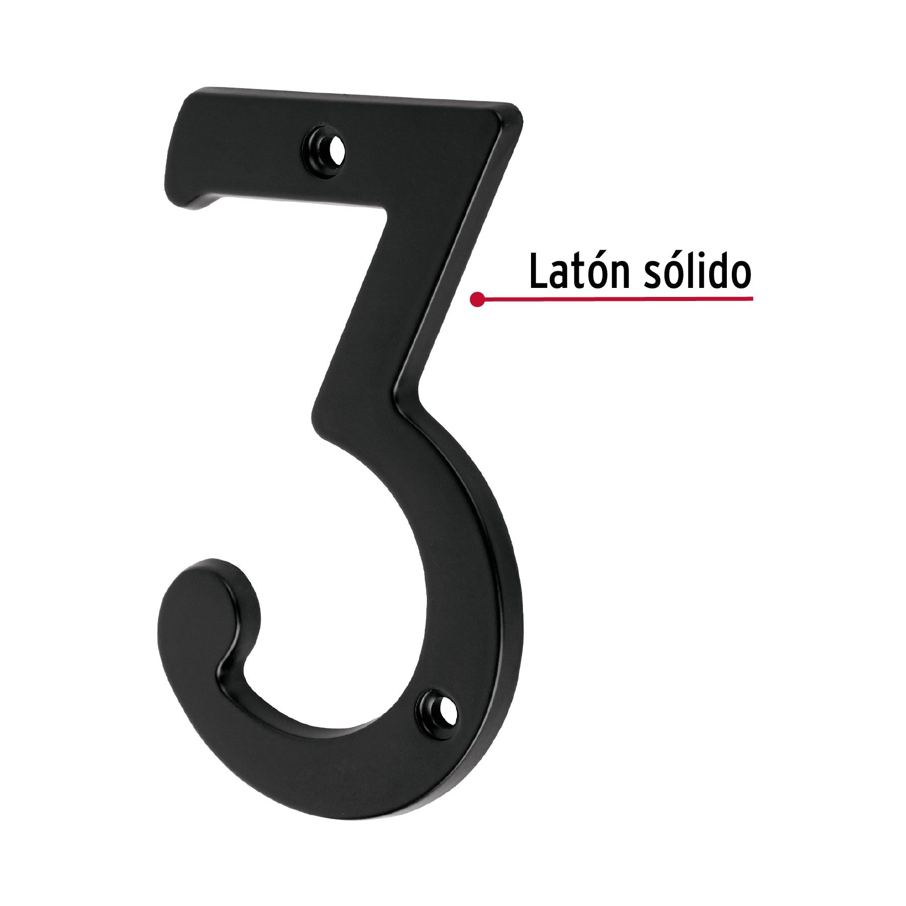 Número 3 de latón sólido 4', negro,  Hermex NUCH-3N 47856 MM0