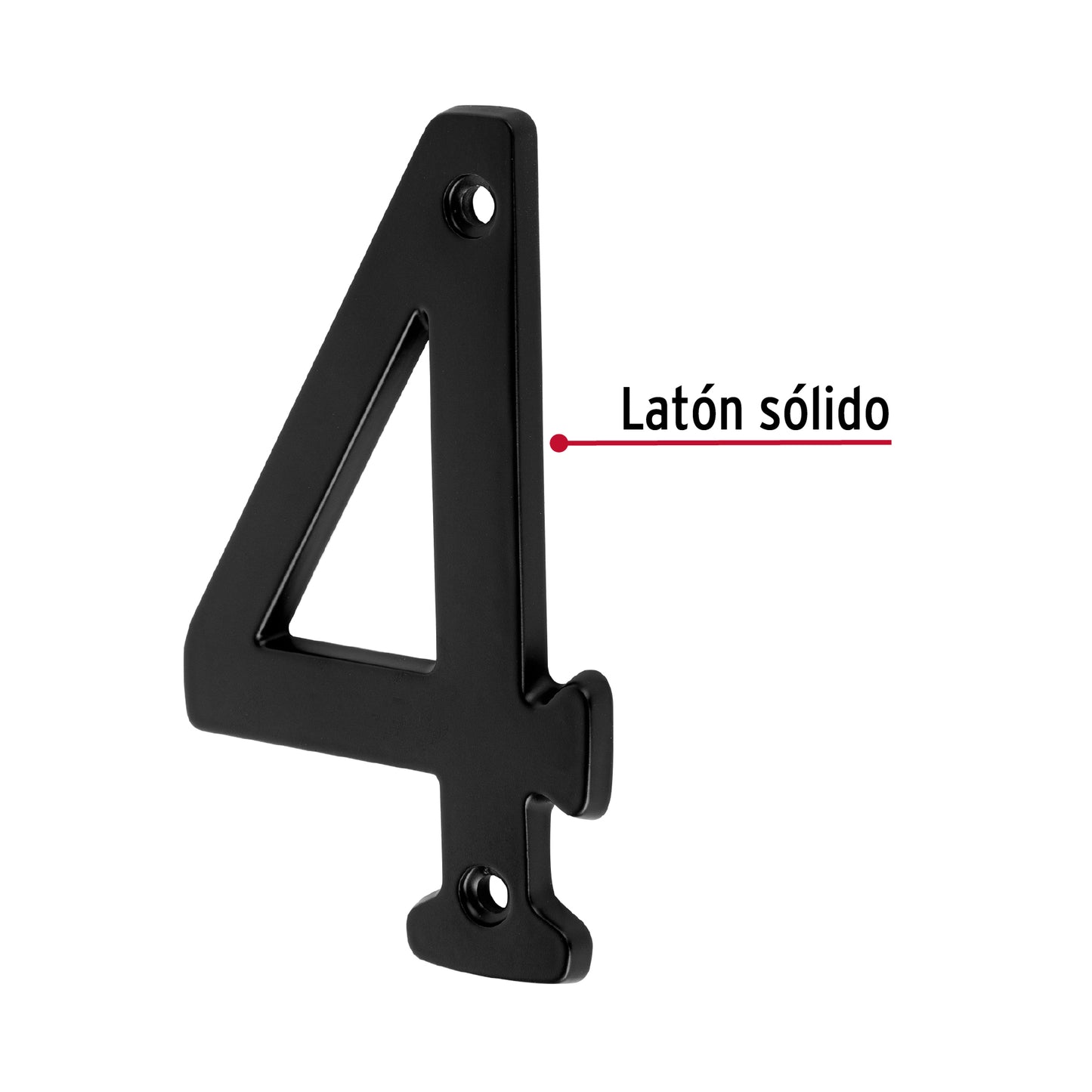 Número 4 de latón sólido 4', negro,  Hermex NUCH-4N 47857 MM0