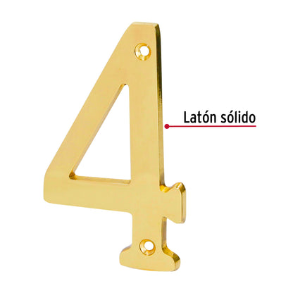 Número 4 de latón sólido 4', Hermex NUCH-4 43682 MM0