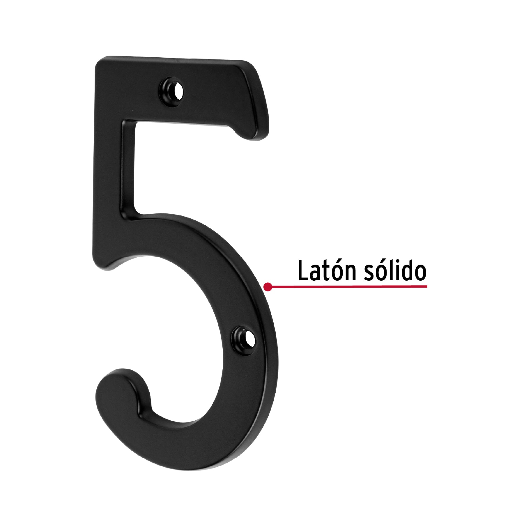 Número 5 de latón sólido 4', negro,  Hermex NUCH-5N 47858 MM0