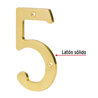 Número 5 de latón sólido 4', Hermex NUCH-5 43683 MM0