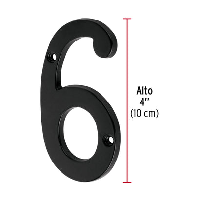 Número 6 de latón sólido 4', negro,  Hermex NUCH-6N 47859 MM0