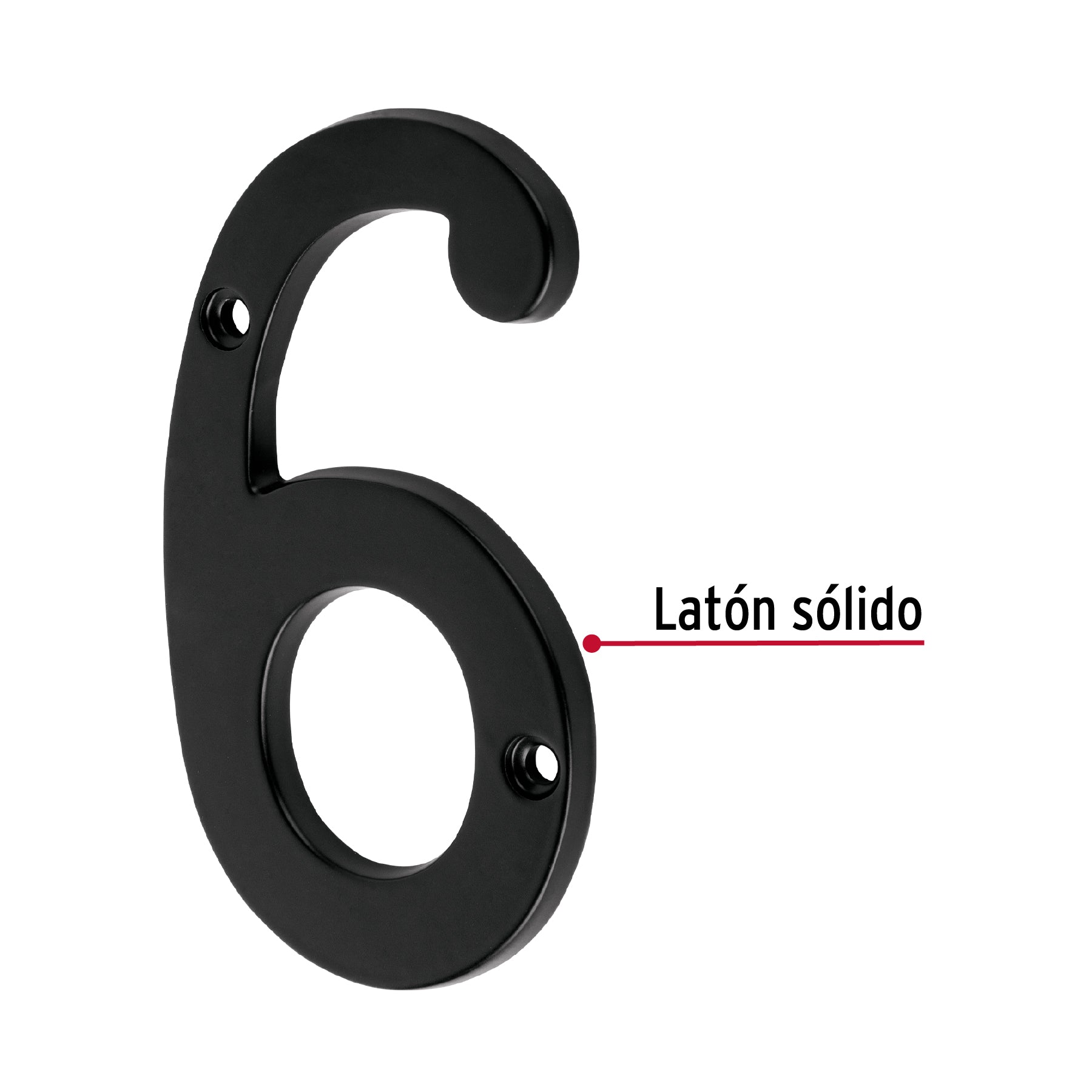 Número 6 de latón sólido 4', negro,  Hermex NUCH-6N 47859 MM0