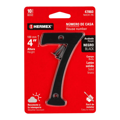 Número 7 de latón sólido 4', negro,  Hermex NUCH-7N 47860 MM0