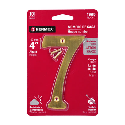 Número 7 de latón sólido 4', Hermex NUCH-7 43685 MM0