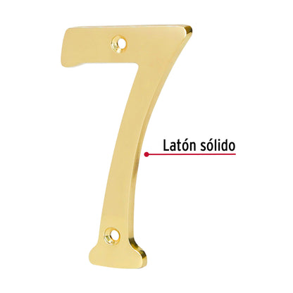 Número 7 de latón sólido 4', Hermex NUCH-7 43685 MM0