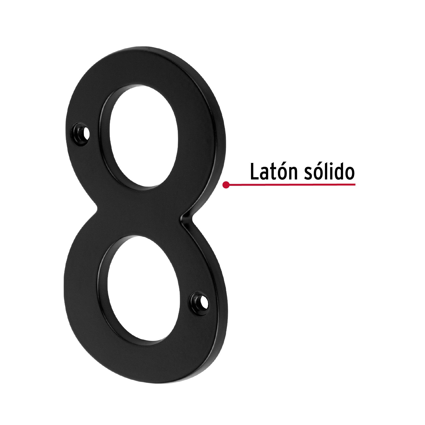 Número 8 de latón sólido 4', negro,  Hermex NUCH-8N 47861 MM0