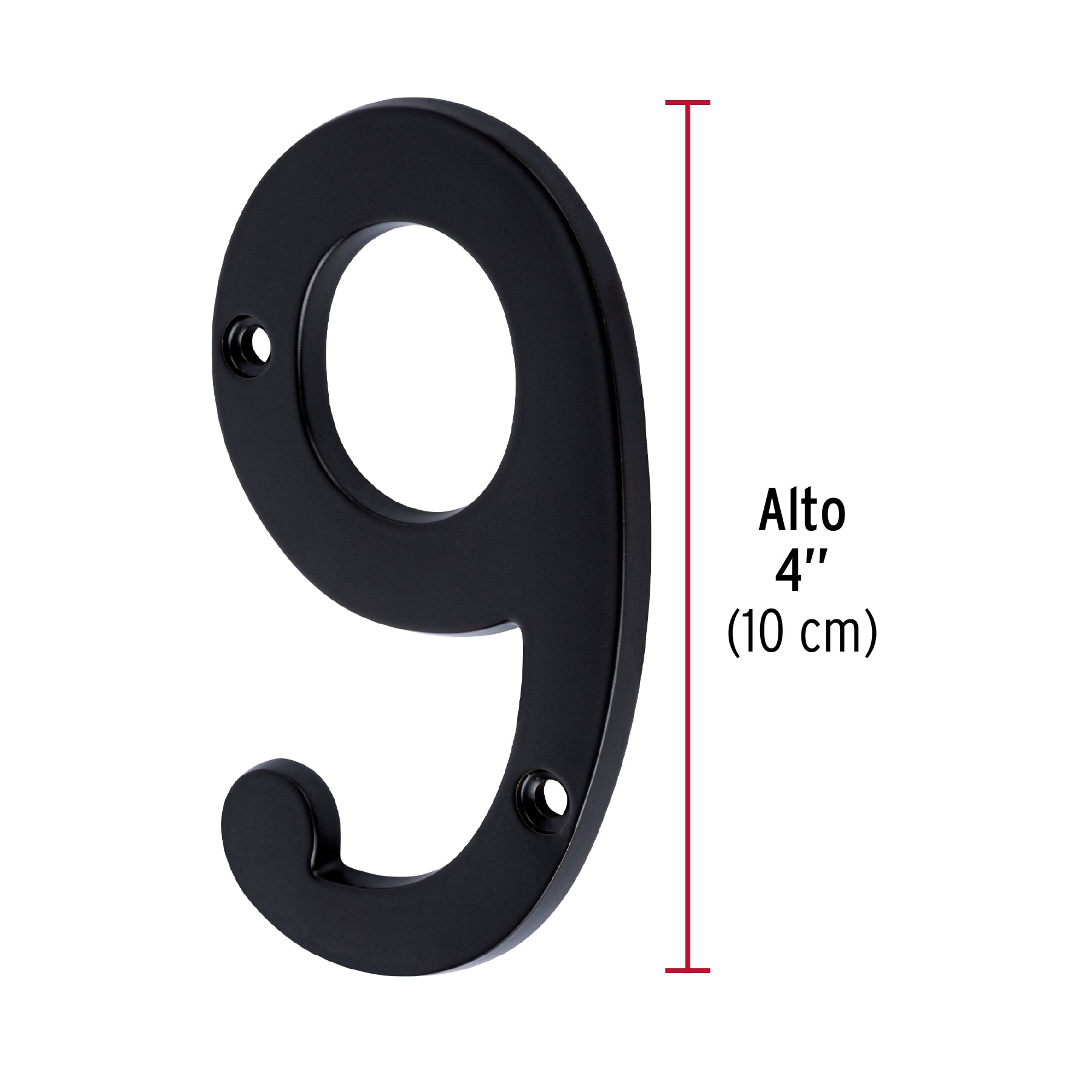 Número 9 de latón sólido 4', negro,  Hermex NUCH-9N 47862 MM0