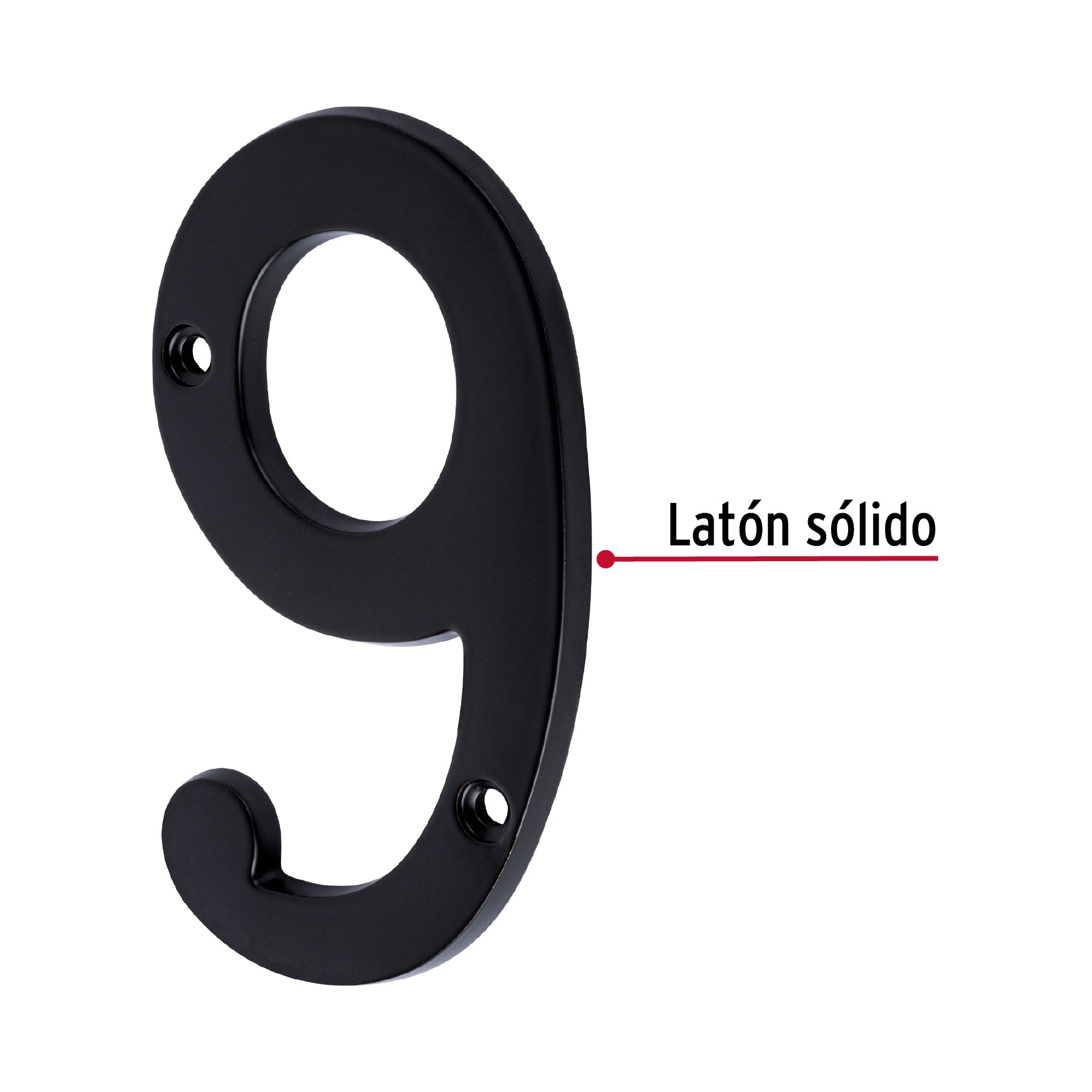 Número 9 de latón sólido 4', negro,  Hermex NUCH-9N 47862 MM0