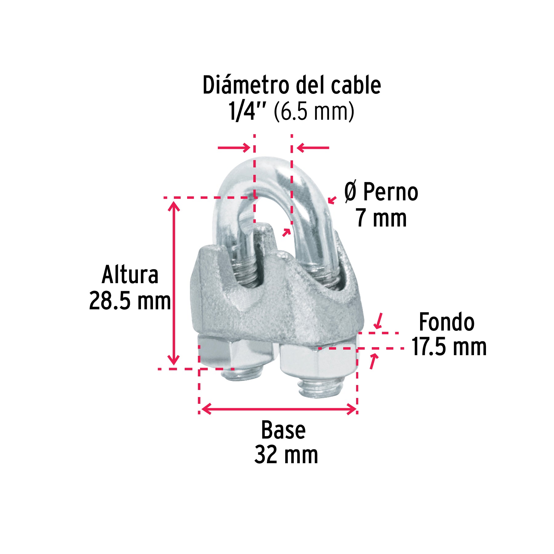 Bolsa c/40 nudos (perros) de hierro p/cable de 1/4', Fiero NUDO-1/4G 40706 MM00