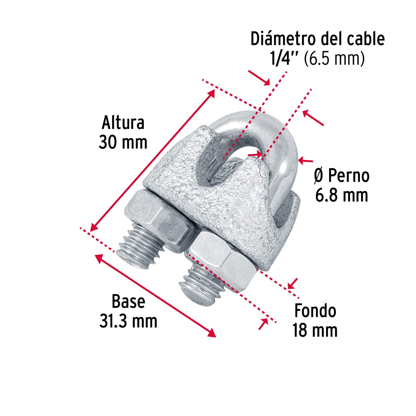 Blíster c/2 nudos (perros) de hierro p/cable de 1/4', Fiero NUDO-1/4 44084 MM00