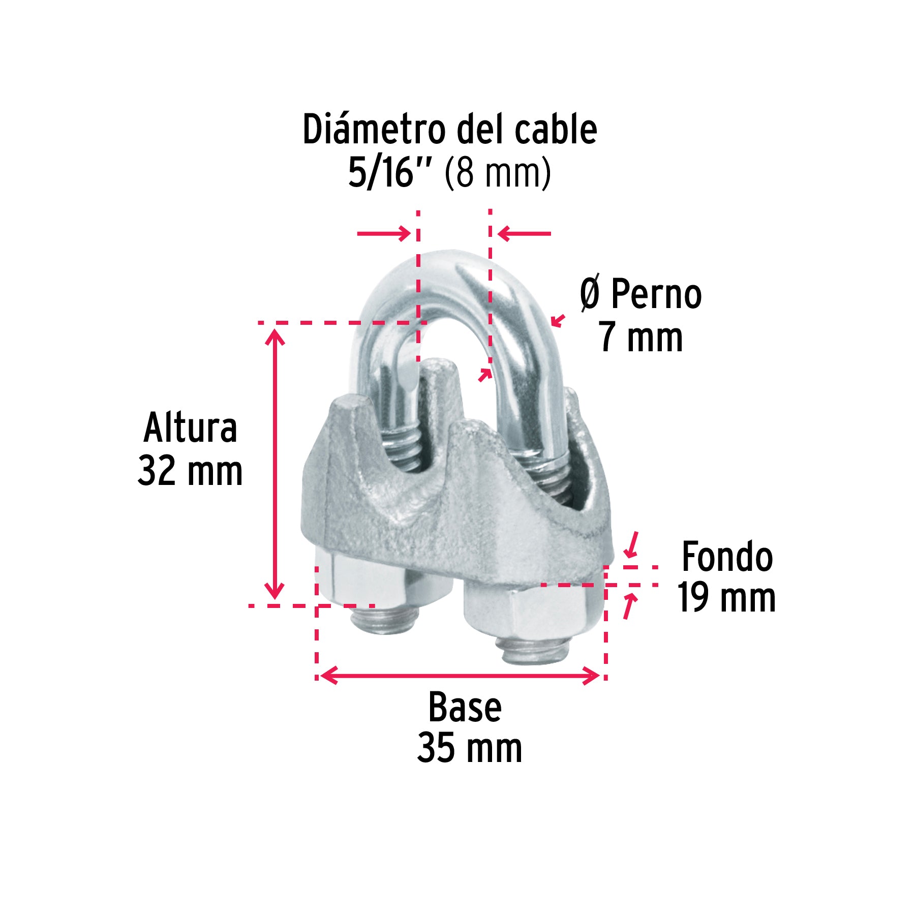 Bolsa c/25 nudos (perros) de hierro p/cable de 5/16', Fiero NUDO-5/16G 40707 MM00