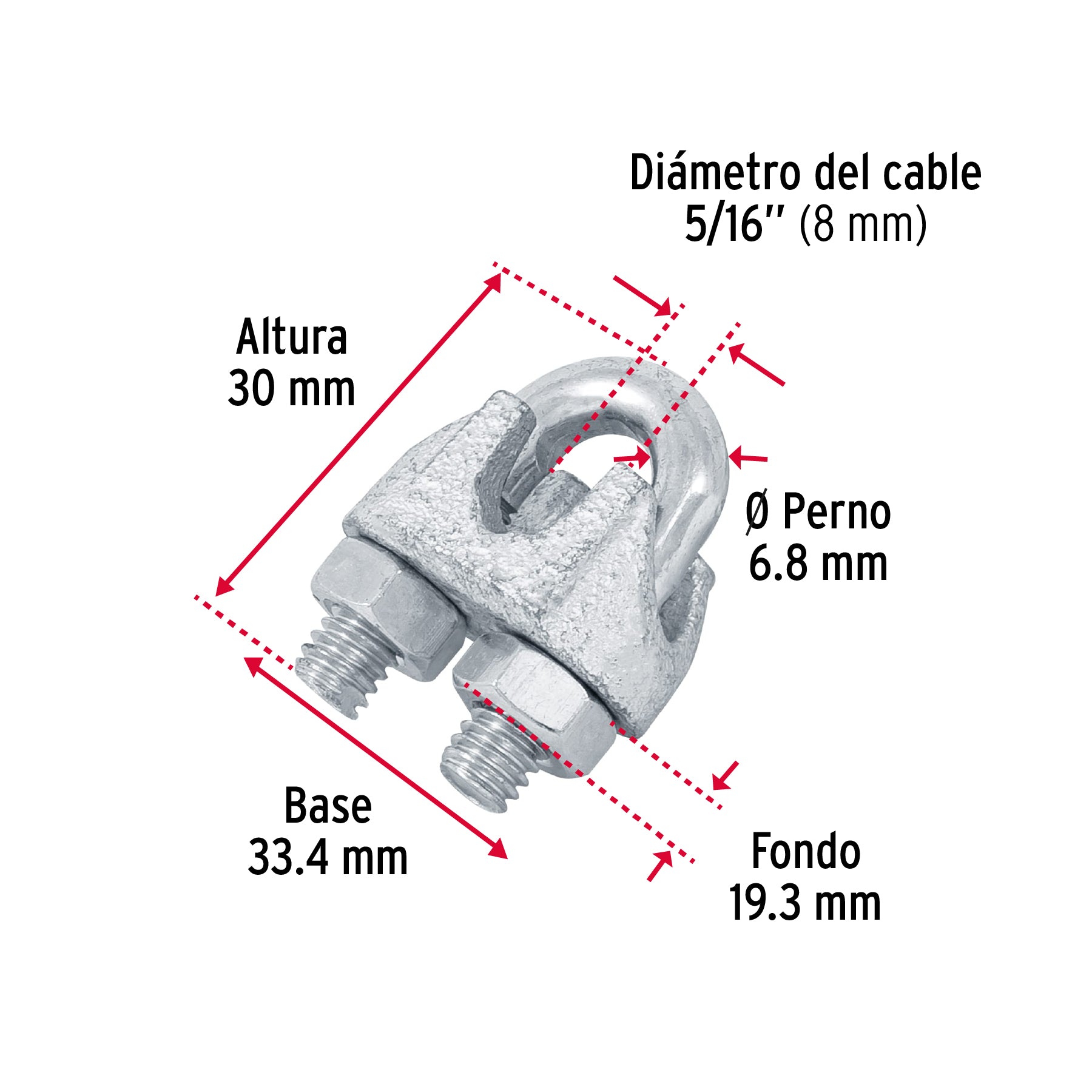 Blíster c/2 nudos (perros) de hierro p/cable de 5/16', Fiero NUDO-5/16 44085 MM00