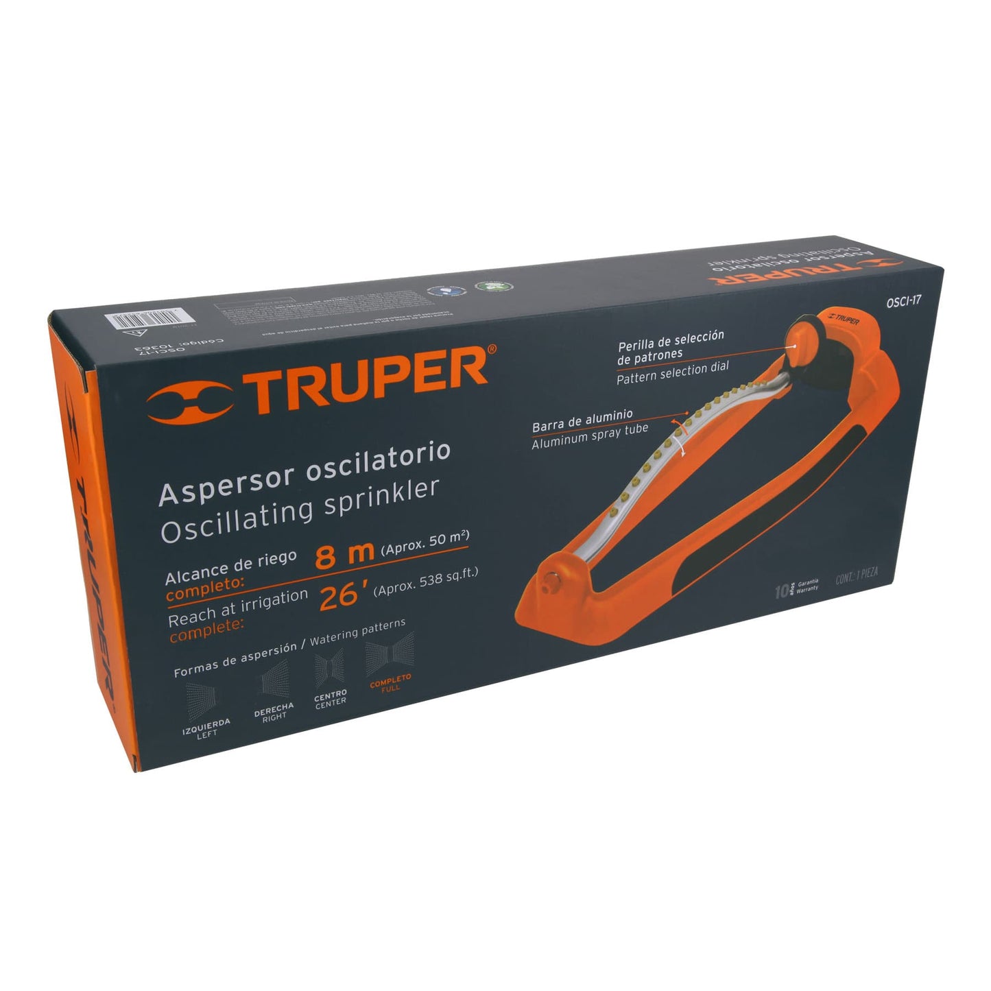 Aspersor oscilatorio, metal-plástico, Truper OSCI-17 10363 MM00