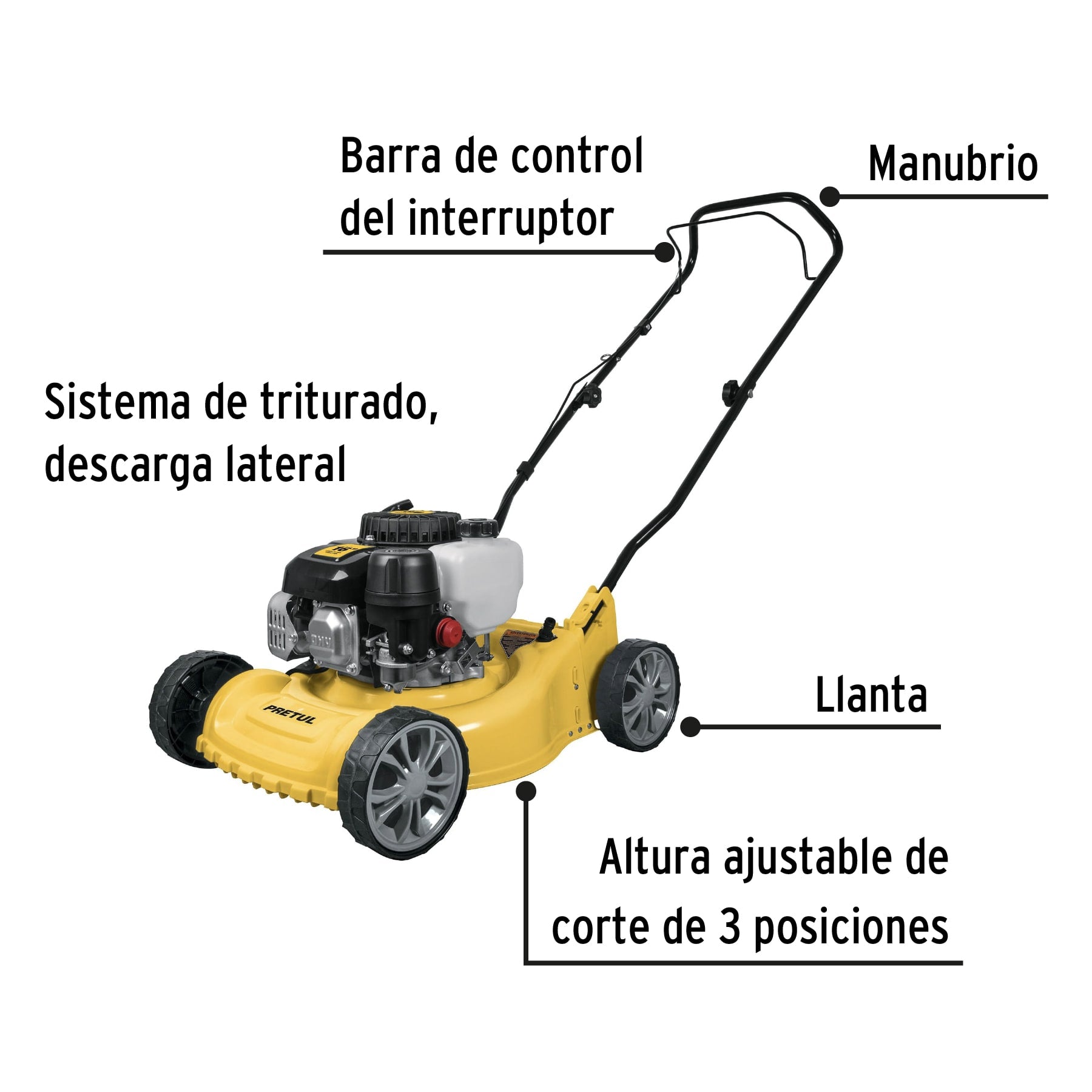 Podadora con motor a gasolina de 3 HP, 16' de corte, Pretul P-316P 20589 MM1