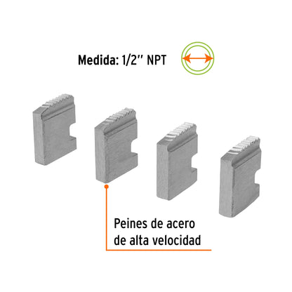 Juego de 4 peines de 1/2' para tarrajas T-852X, Expert P-852-1/2X 14612 MM00