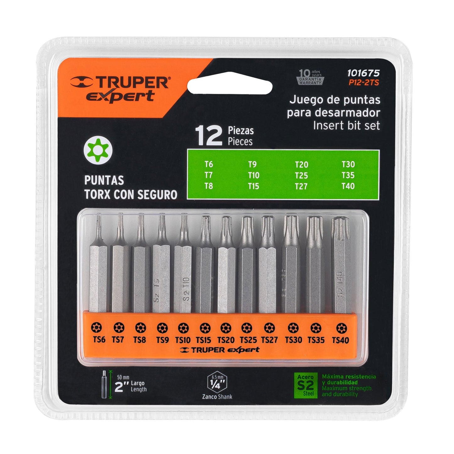 Juego de 12 puntas torx combinadas c/seguro largo 2', Expert P12-2TS 101675 MM00