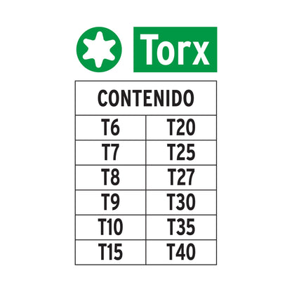 Juego de 12 puntas torx combinadas largo 2', Truper Expert P12-2T 101678 MM00