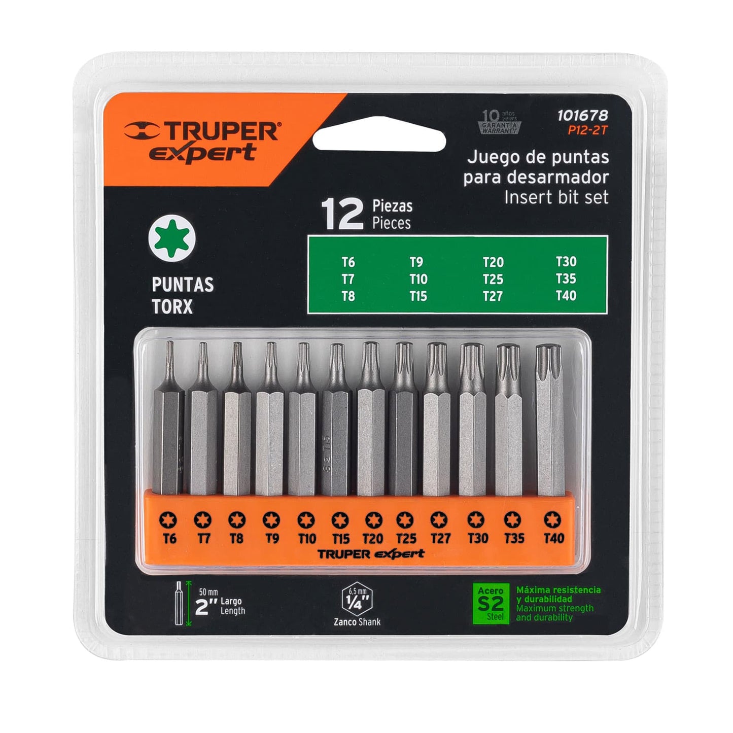 Juego de 12 puntas torx combinadas largo 2', Truper Expert P12-2T 101678 MM00