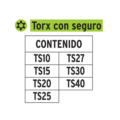 Juego de 7 puntas torx combinadas c/seguro largo 2', Expert P7-20TS 17813 MM00