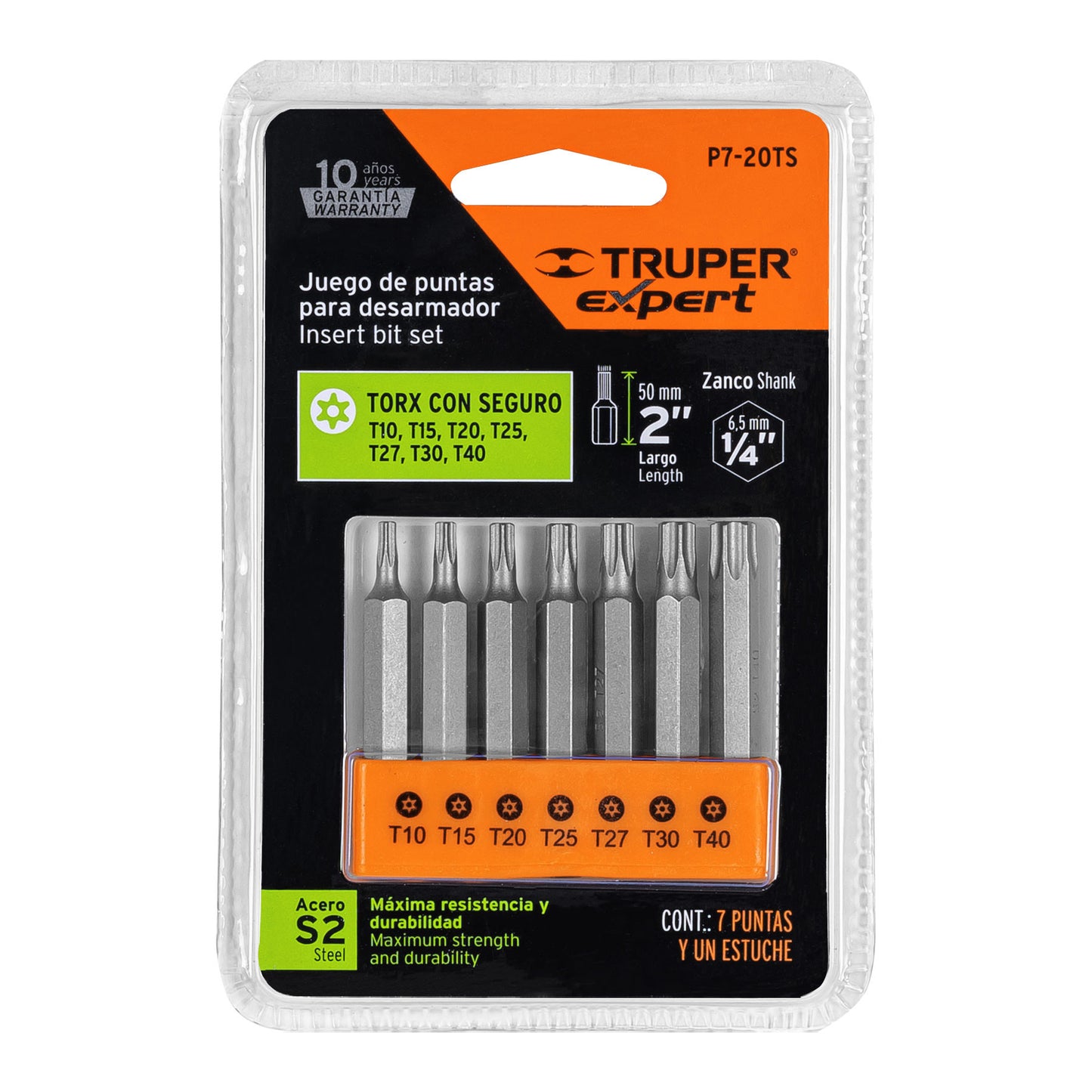 Juego de 7 puntas torx combinadas c/seguro largo 2', Expert P7-20TS 17813 MM00